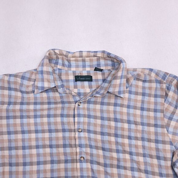 Hunters Ridge Gingham Flannel Casual Button Up Shirt Mens Size XL Blue Brown - Picture 1 of 10